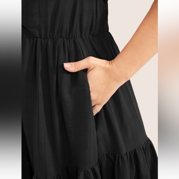 BloomChic Plus Size XL Plain Ruched Drawstring Pocket Ruffle Tiered Dress us14 - Picture 4 of 9